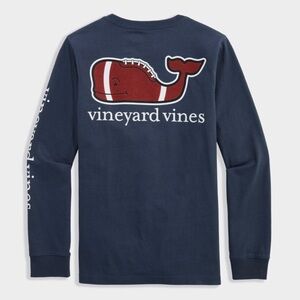 Vineyard Vines Football Long Sleeve Tee - Navy - Boys XL / Adult S